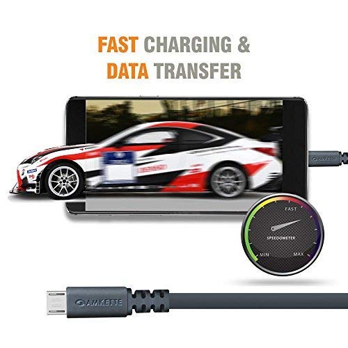 Amkette Charge Pro Micro USB Extra Tough Fast Charging Cable - 4.92 Feet (1.5 Meters) - (Space Grey) (Pack of 1) Amkette Charge Pro Micro USB Extra Tough Fast Charging Cable - 4.92 Feet (1.5 Meters) - (Space Grey) (Pack of 1)